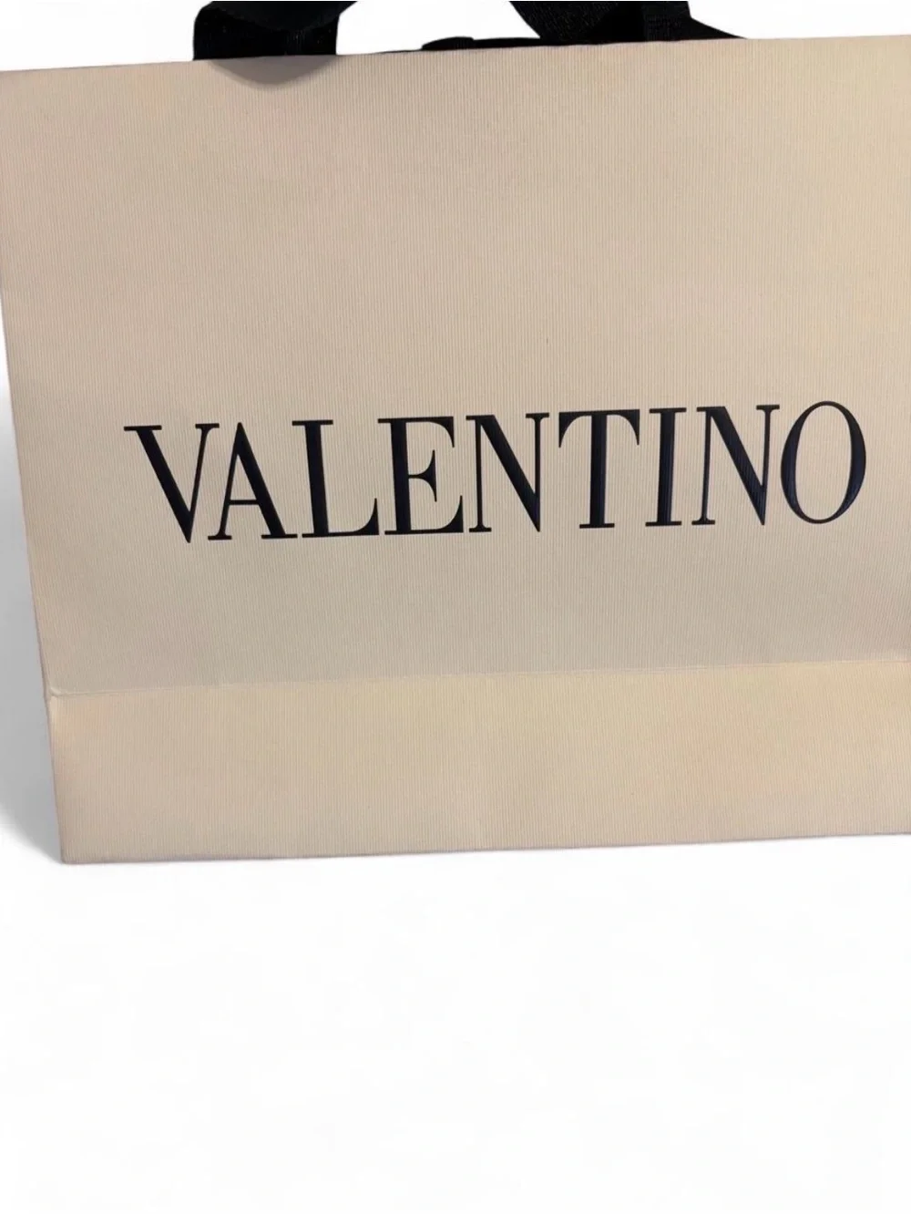 Valentino Beige Paper Gift Bag with Black Top Handles